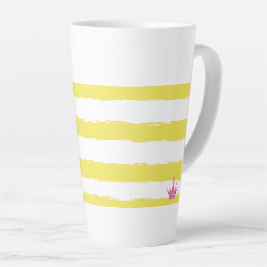 Yellow stripes and a pink Latte Mug Latte Mok (Rechterhoek)