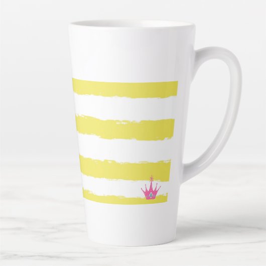 Yellow stripes and a pink Latte Mug Latte Mok (Rechts)
