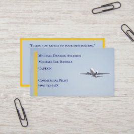 Yellow Stripes Commerciële Vliegtuigkapitein Piloo Visitekaartje