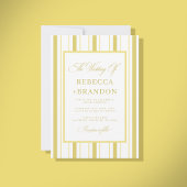 Yellow Stripes Elegant QR Code RSVP Summer Wedding Kaart