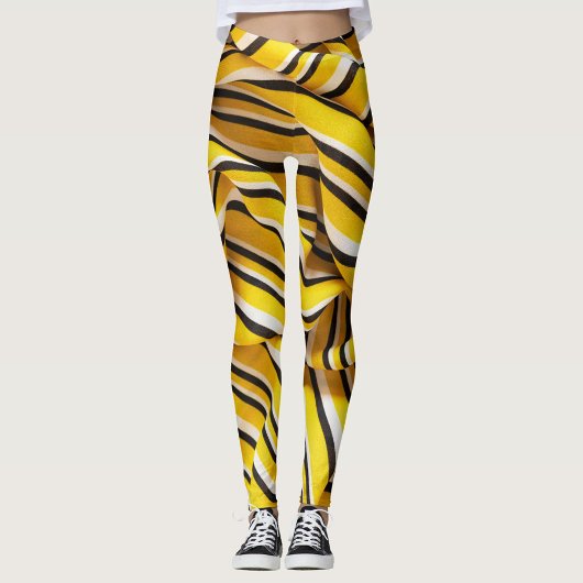 Yellow Stripes Fabric Leggings