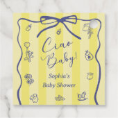 Yellow Stripes Italiaans thema Ciao Baby Bedankjes Labels (Achterkant)