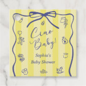 Yellow Stripes Italiaans thema Ciao Baby Bedankjes Labels (Voorkant)