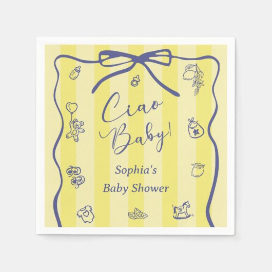 Yellow Stripes Italiaans thema Ciao Baby Servet (Voorkant)