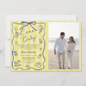 Yellow Stripes Italian Ciao Baby Shower Photo  Kaart (Voorkant)