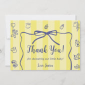 Yellow Stripes Italian Themed Ciao Baby Bedankkaart (Voorkant)