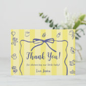 Yellow Stripes Italian Themed Ciao Baby Bedankkaart (Staand voorkant)
