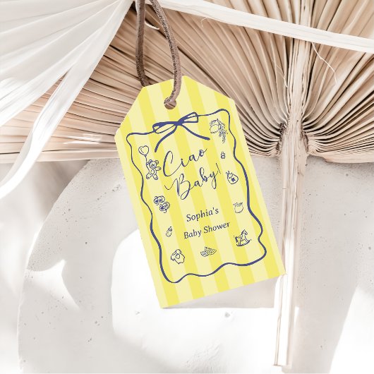 Yellow Stripes Italian Themed Ciao Baby Cadeaulabel