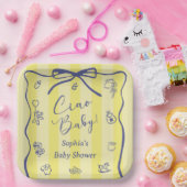 Yellow Stripes Italian Themed Ciao Baby Papieren Bordje (Feest)