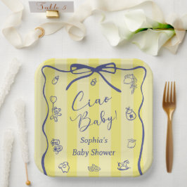 Yellow Stripes Italian Themed Ciao Baby Papieren Bordje