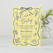 Yellow Stripes Italian Themed Ciao Baby Shower Kaart (Staand voorkant)