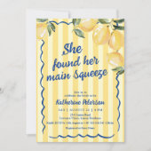 Yellow Stripes Lemon Bridal Shower Invitation Kaart (Voorkant)