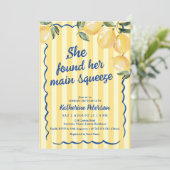 Yellow Stripes Lemon Bridal Shower Invitation Kaart (Staand voorkant)