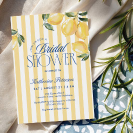 Yellow Stripes Lemon Bridal Shower Invitation Kaart