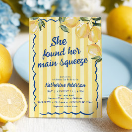 Yellow Stripes Lemon Bridal Shower Invitation Kaart