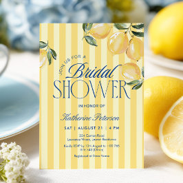 Yellow Stripes Lemon Bridal Shower Invitation Kaart