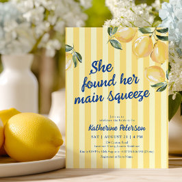 Yellow Stripes Lemon Bridal Shower Invitation Kaart
