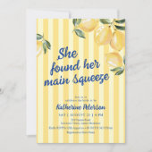 Yellow Stripes Lemon Bridal Shower Invitation Kaart (Voorkant)