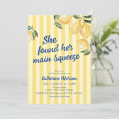 Yellow Stripes Lemon Bridal Shower Invitation Kaart (Staand voorkant)