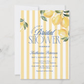 Yellow Stripes Lemon Bridal Shower Invitation Kaart (Voorkant)