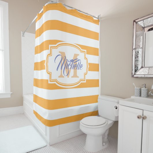 Yellow Stripes Pattern Douchegordijn (In situ)
