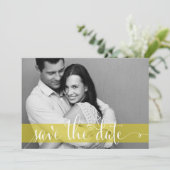 Yellow Stripes Save the Date Fotoaankondiging Kaart (Staand voorkant)