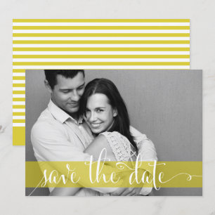 Yellow Stripes Save the Date Fotoaankondiging Kaart