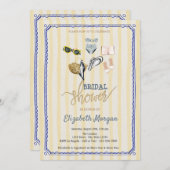 Yellow Stripes Tropical Beach Vrijgezellenfeest Kaart (Voorkant / Achterkant)