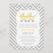 Yellow Strollers Twins Chevron Baby shower Uitnodi Kaart (Voorkant / Achterkant)