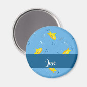 Yellow submarine and fish on blue magneet (Voorkant / Achterkant)