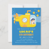 Yellow Submarine Boy Birthday Party Invitations Kaart (Voorkant)