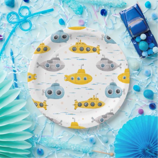 Yellow Submarine Patroon Kinderen van Birthday Papieren Bordje (Feest)