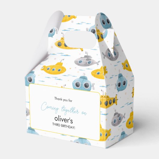 Yellow Submarine Pattern Kinderen Birthday Party Bedankdoosjes (Voorkant Zijde)
