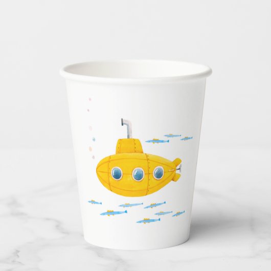 Yellow Submarine Pattern Kinderen Birthday Party Papieren Bekers (Achterkant)