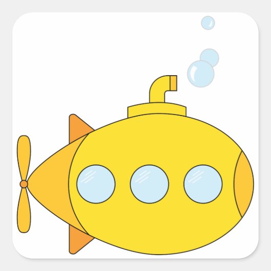 Yellow Submarine Vierkante Sticker (Voorkant)