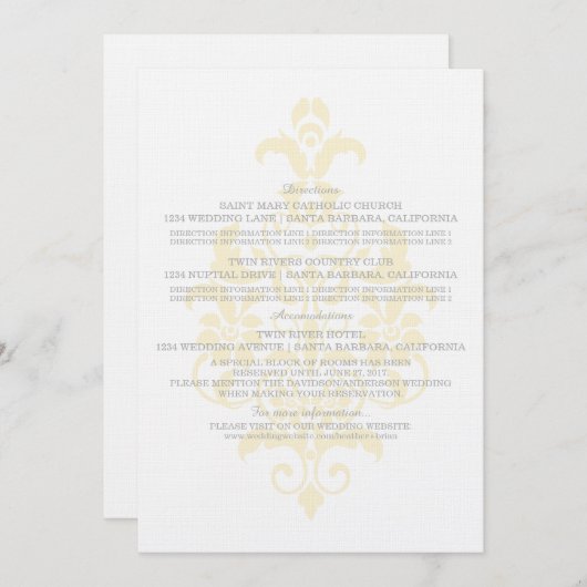 Yellow Subtle Damask Information Kaart (Voorkant / Achterkant)