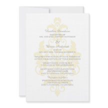 Yellow Subtle Damask Wedding Invite