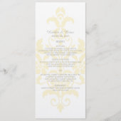Yellow Subtle Damask Wedding Menu (Voorkant)
