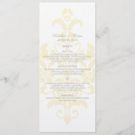 Yellow Subtle Damask Wedding Menu