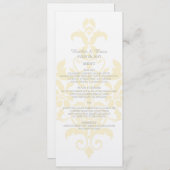 Yellow Subtle Damask Wedding Menu (Voorkant / Achterkant)