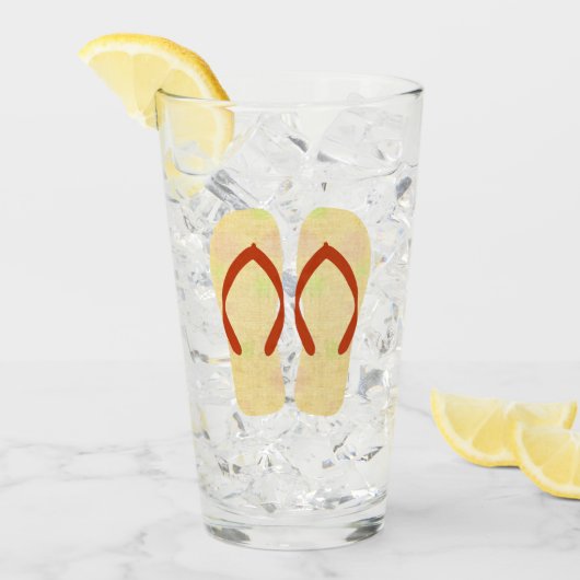 Yellow Summer Beach Sandals Flip Flop Glas (Voorkant ijs)