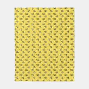 Yellow Summer Bees Pattern Fleece Deken