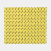Yellow Summer Bees Pattern Fleece Deken (Voorkant (Horizontaal))