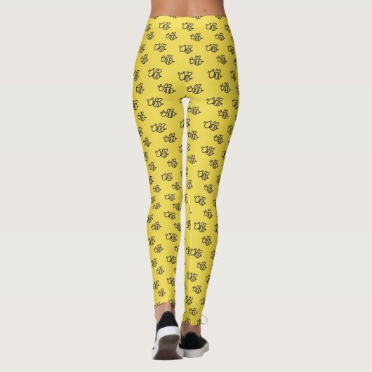 Yellow Summer Bees Pattern Leggings (Achterkant)