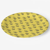 Yellow Summer Bees Pattern Papieren Bordje (Gekanteld)