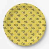 Yellow Summer Bees Pattern Papieren Bordje (Voorkant)