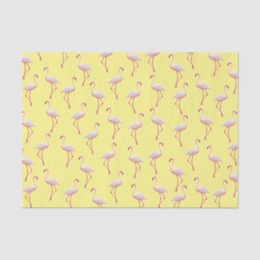 Yellow Summer Flamingo patroon Tissuepapier (Voorkant)