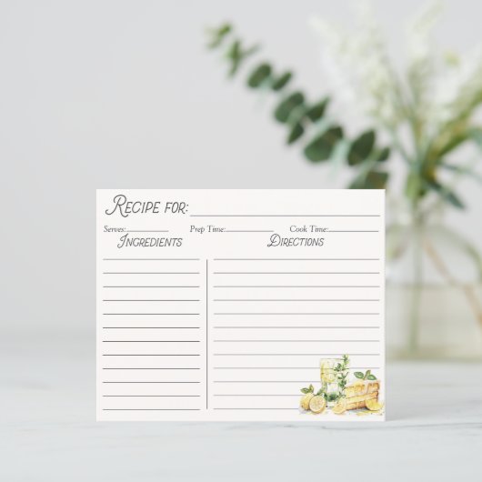 Yellow Summer Lemon Tree Family Recept Kaart (Staand voorkant)
