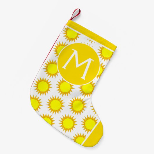 Yellow Summer Sun Sunshine Rays Monogram Kleine Kerstsok (Voorkant (Hangend))