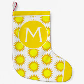 Yellow Summer Sun Sunshine Rays Monogram Kleine Kerstsok (Voorkant)
